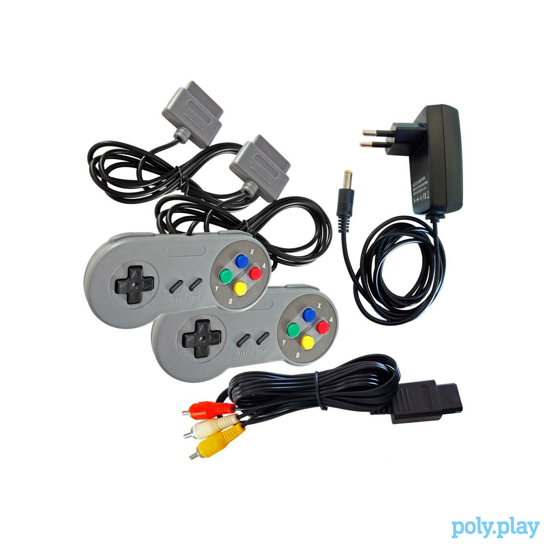 Power Supply + AV Cable + 2 Controllers - SNES (Set)